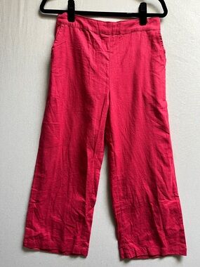 MNG Casual Red Wide Leg Cropped Pull On Linen Blend Pants Womens S